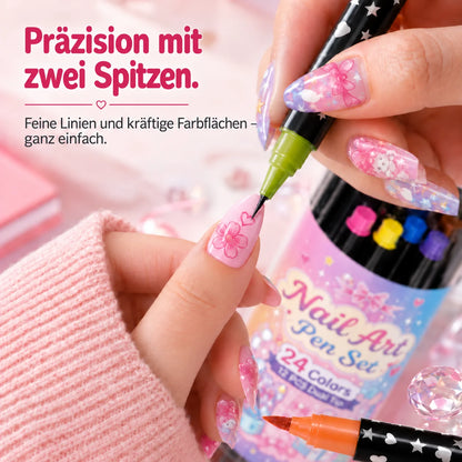 24-Farben Doppelseitige Nagel-Art-Stifte Set