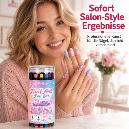 24-Farben Doppelseitige Nagel-Art-Stifte Set