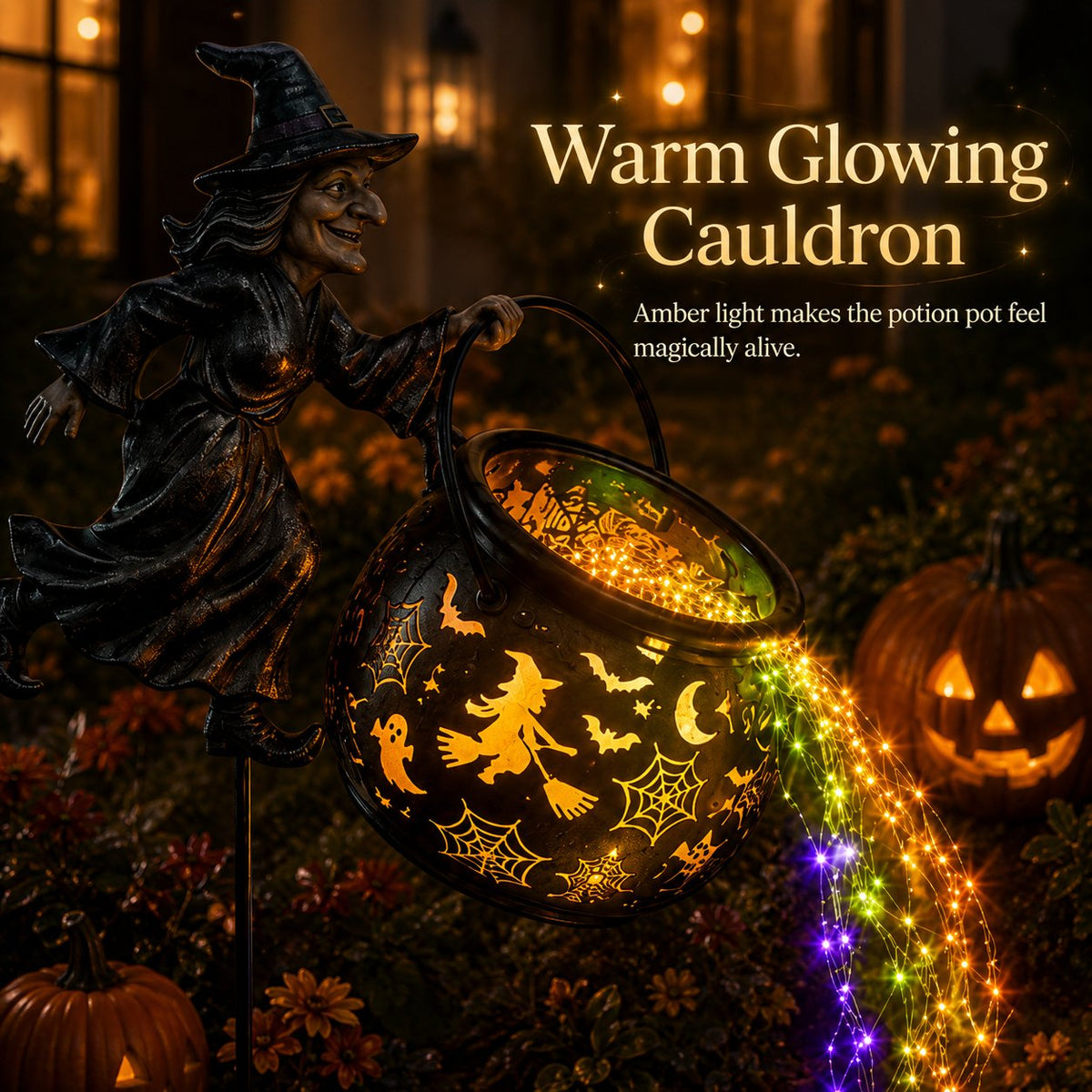 Halloween-Hexenkessel-Gartenleuchte