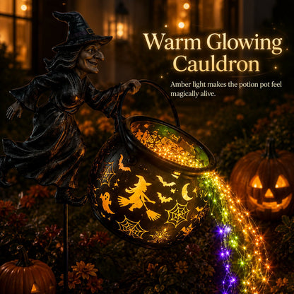 Halloween-Hexenkessel-Gartenleuchte
