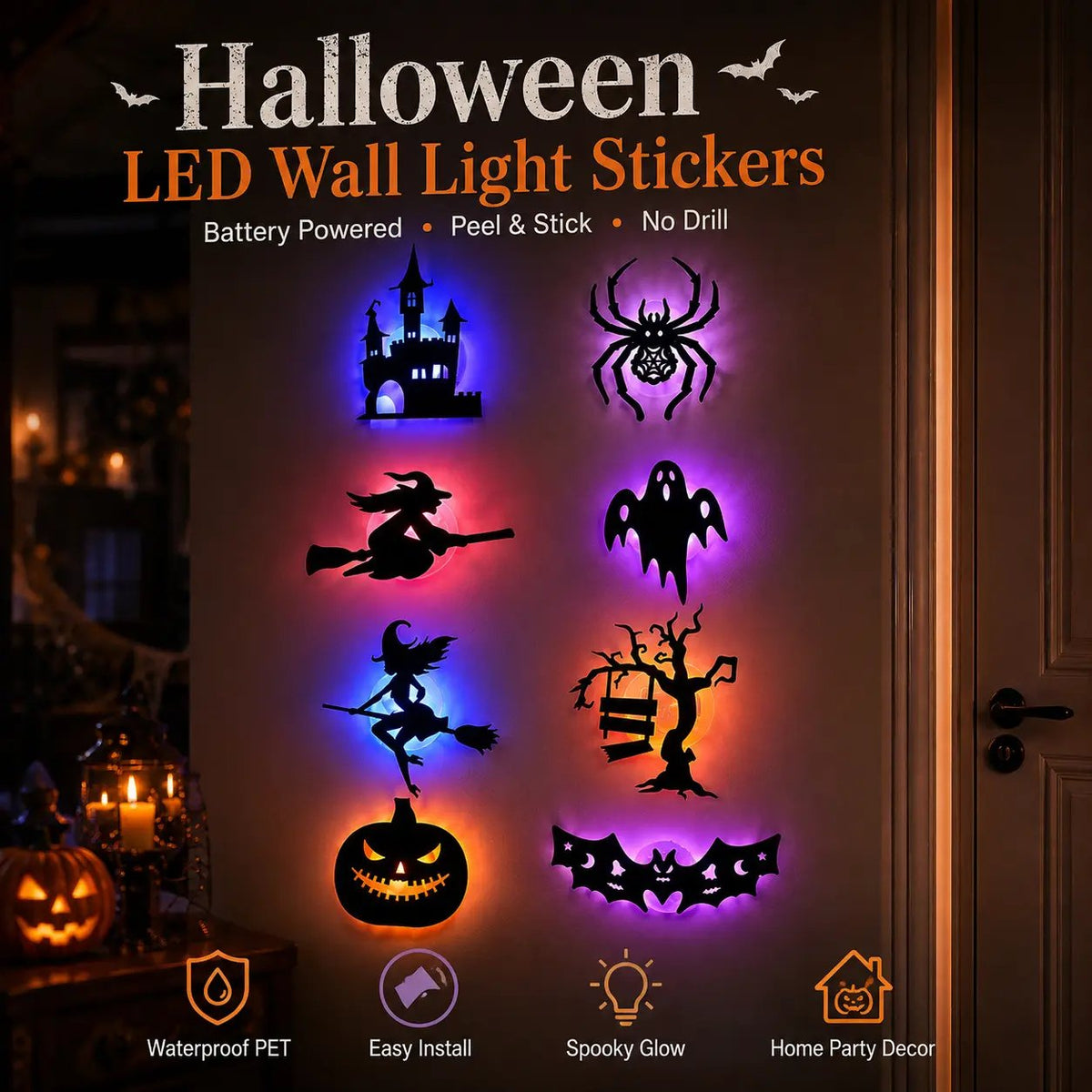 🎃 Halloween LED-Wandsticker – Verwandle leere Wände in echten Halloweenzauber