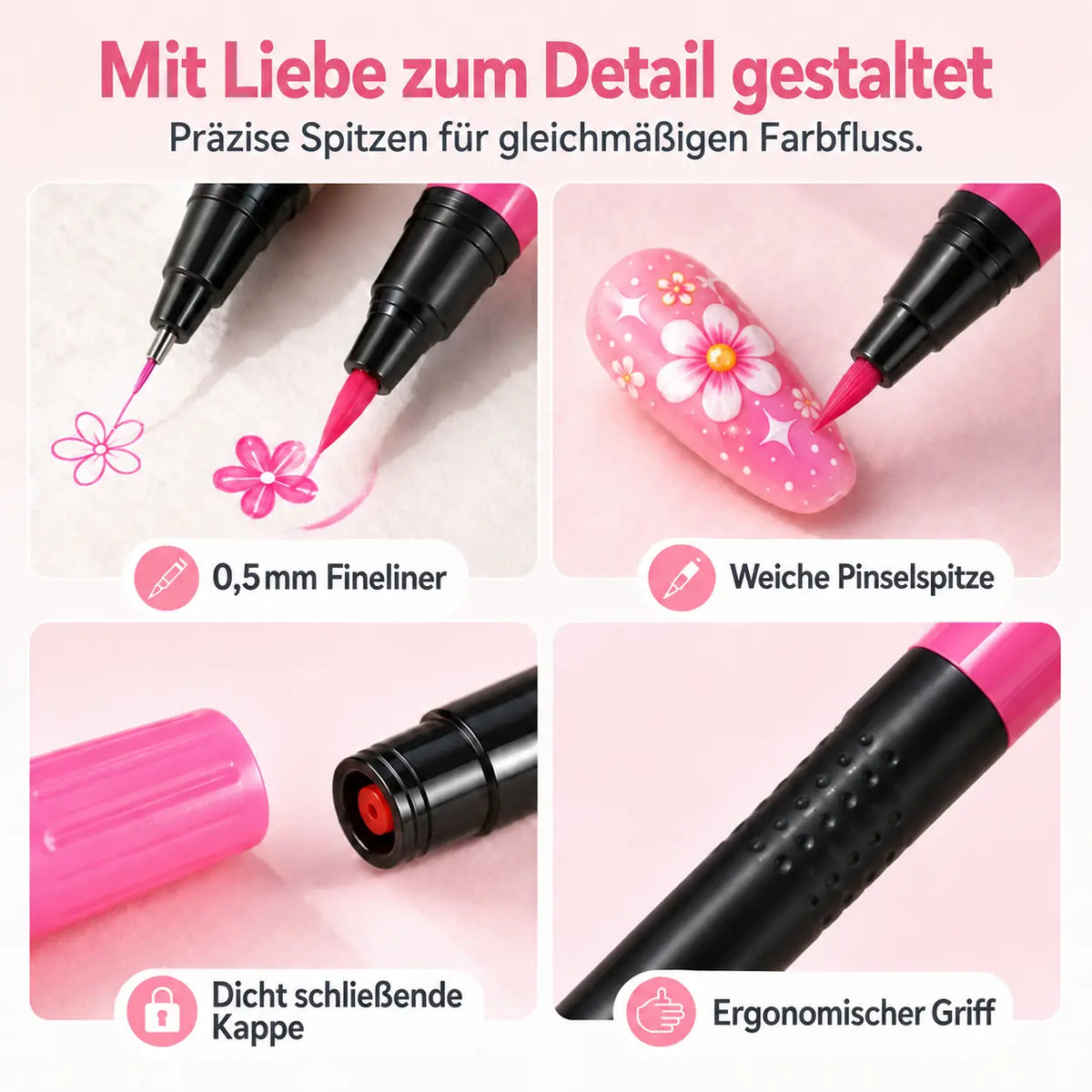 24-Farben Doppelseitige Nagel-Art-Stifte Set