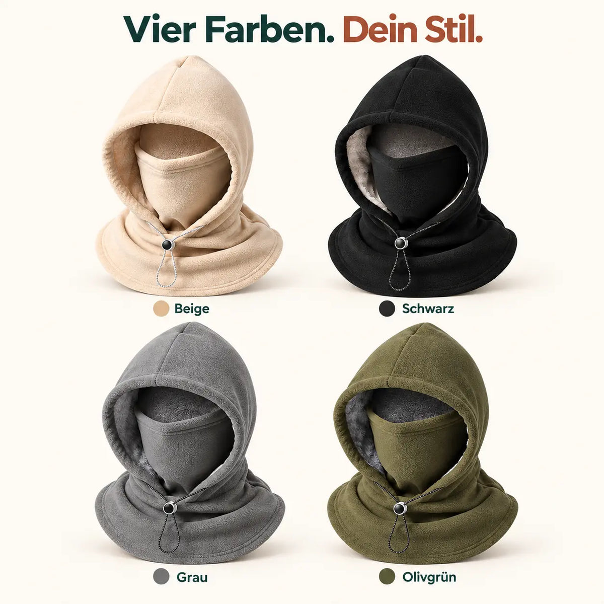 3-in-1 Fleece-Kapuze – Wärme für Kopf, Gesicht und Hals