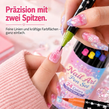 ✨24-Farben Doppelseitige Nagel-Art-Stifte Set