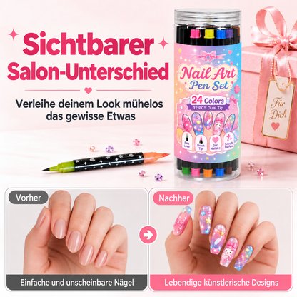 ✨24-Farben Doppelseitige Nagel-Art-Stifte Set