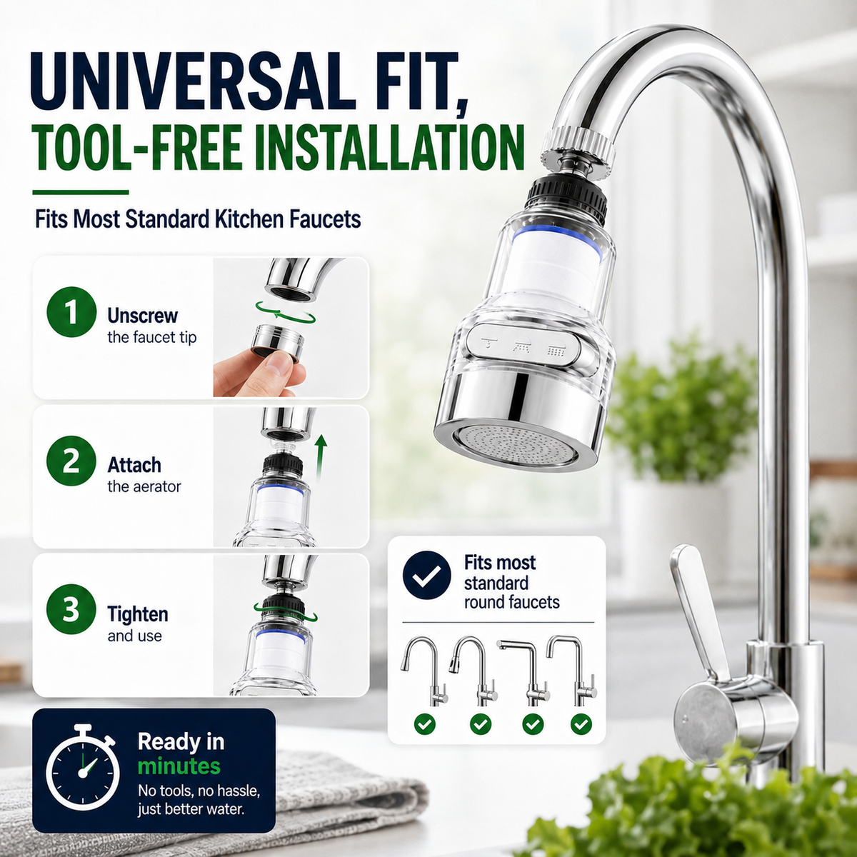 ⏳🔥LIMITED-TIME 50% OFF! ⏰🚰360°Rotating Faucet Filter‑Splash‑Proof Water Purifier💧