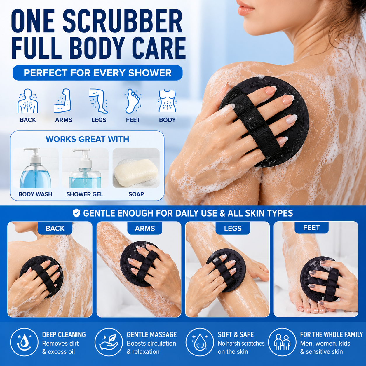 Deep-Clean Exfoliating Body Scrubber Set(4-Pack)