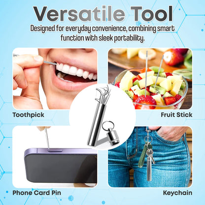 🦷 7-in-1 Titanium Toothpick & Multi-Tool Keychain