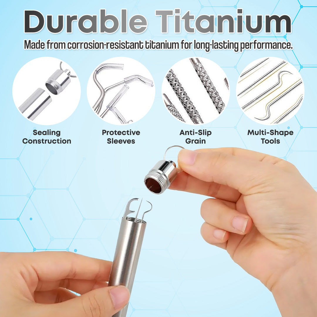🦷 7-in-1 Titanium Toothpick & Multi-Tool Keychain