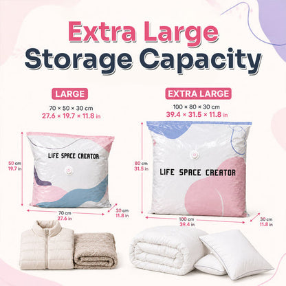 No-Pump Large Vacuum Storage Compression Bags