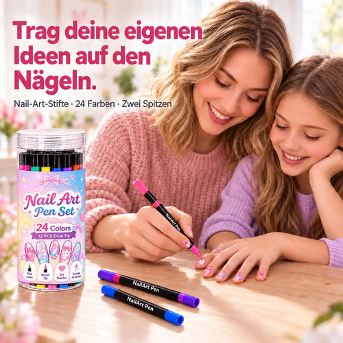 24-Farben Doppelseitige Nagel-Art-Stifte Set