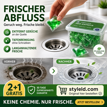 Rabatt! Abfluss‑Deodorant‑Tabs – Bio‑Enzym‑Formel neutralisiert Gerüche direkt an der Quelle. Sofortiger Frischeduft, ohne aggressive Chemikalien. Verabschieden Sie sich von unangenehmen Gerüchen. 🚰✅