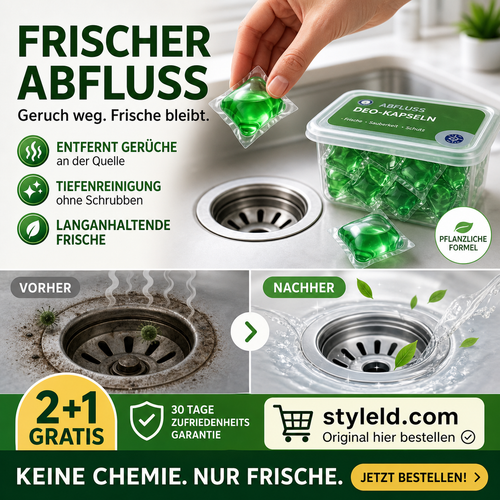 Rabatt! Abfluss‑Deodorant‑Tabs – Bio‑Enzym‑Formel neutralisiert Gerüche direkt an der Quelle. Sofortiger Frischeduft, ohne aggressive Chemikalien. Verabschieden Sie sich von unangenehmen Gerüchen. 🚰✅