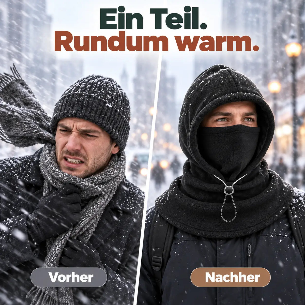 3-in-1 Fleece-Kapuze – Wärme für Kopf, Gesicht und Hals