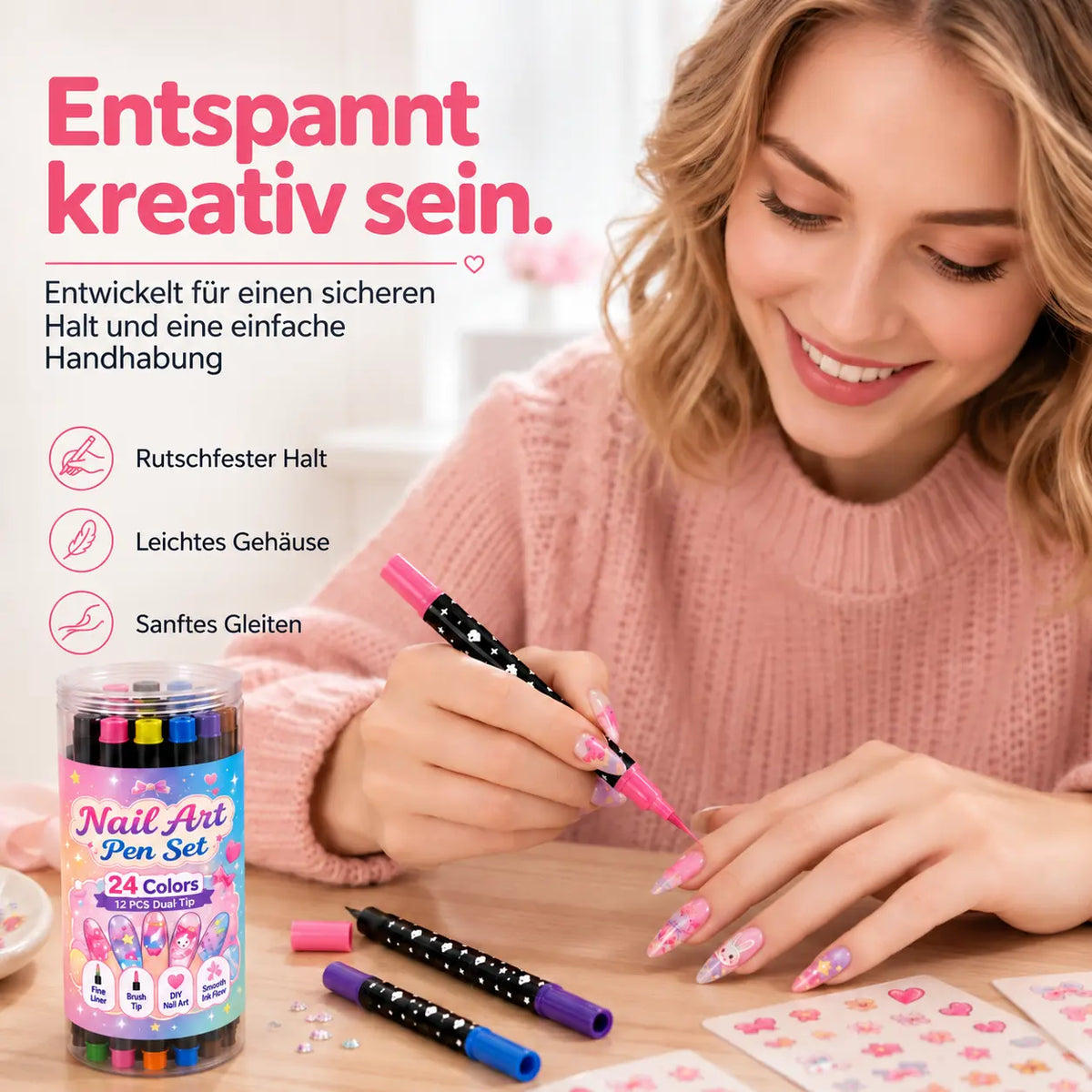 ✨24-Farben Doppelseitige Nagel-Art-Stifte Set