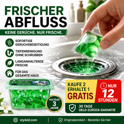 Rabatt! Abfluss‑Deodorant‑Tabs – Bio‑Enzym‑Formel neutralisiert Gerüche direkt an der Quelle. Sofortiger Frischeduft, ohne aggressive Chemikalien. Verabschieden Sie sich von unangenehmen Gerüchen. 🚰✅